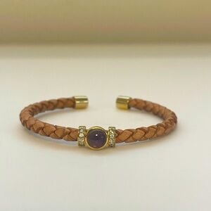 Amethyst & Leather Cuff